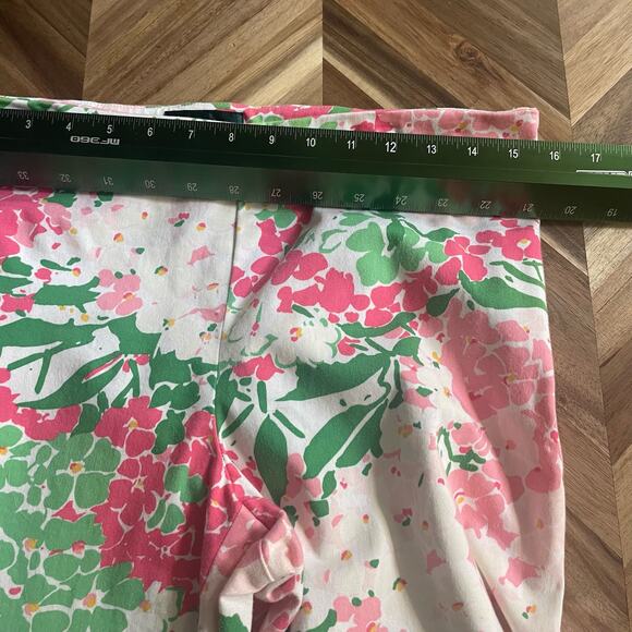 Lauren Ralph Lauren Cropped Pants Floral Flat‎ Front Side Zipper Stretch Sz 8 - Picture 6 of 9